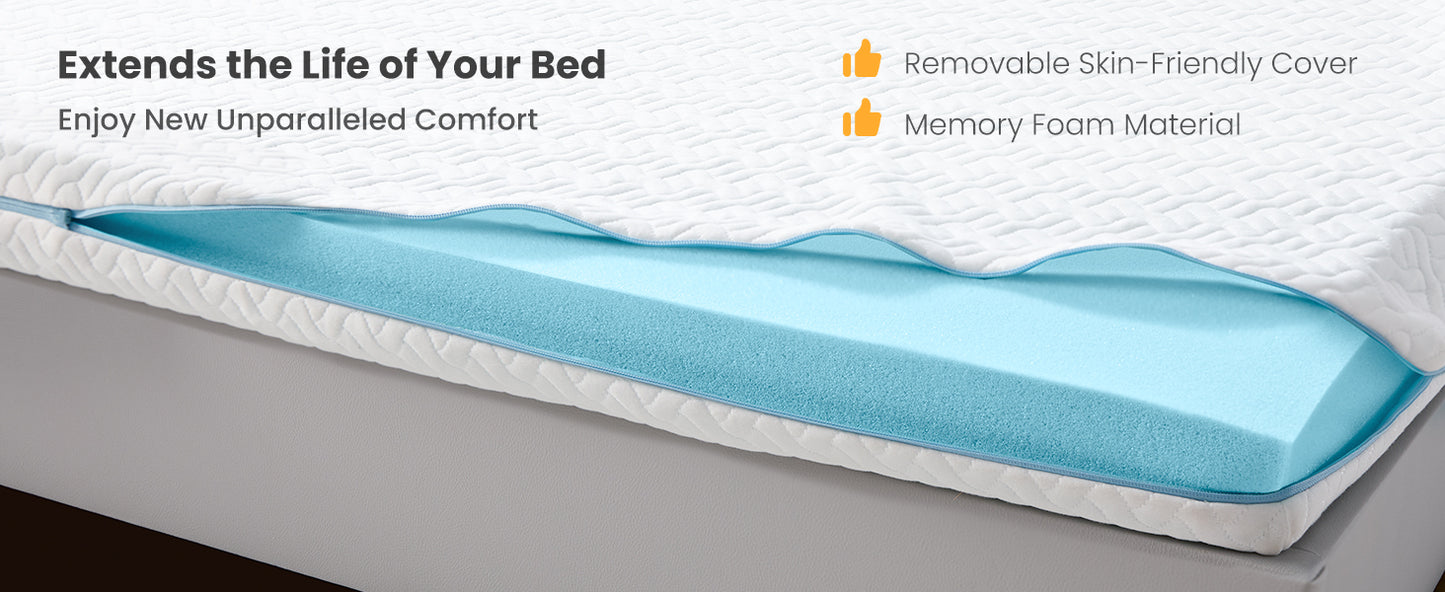 Dreamsmith Full Size Mattress Topper - 3 Inch Cooling Gel Memory Foam Mattress Pad for Pressure Relief, Bed Topper with Removable Washable Soft Cover Non-Slip, CertiPUR-US & Oeko-Tex Certified